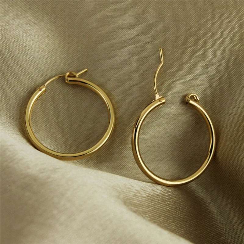 14K Gold Filled Hoop Earrings – 6 Sizes Boho Women Jewelry.