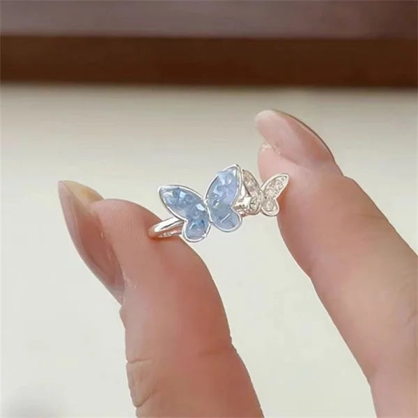 Silver butterfly set for women with crystals.
