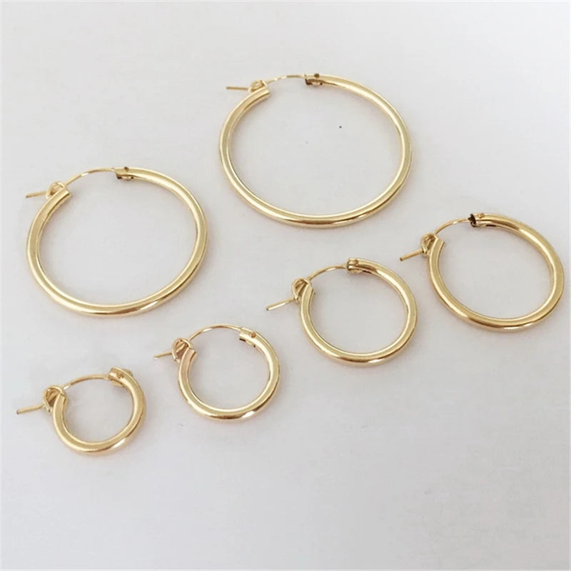 14K Gold Filled Hoop Earrings – 6 Sizes Boho Women Jewelry.