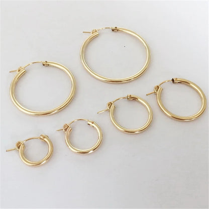 14K Gold Filled Hoop Earrings – 6 Sizes Boho Women Jewelry.
