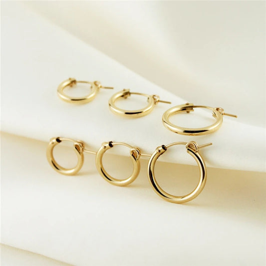 14K Gold Filled Hoop Earrings – 6 Sizes Boho Women Jewelry.