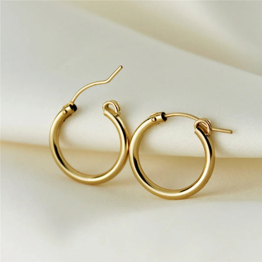 14K Gold Filled Hoop Earrings – 6 Sizes Boho Women Jewelry.