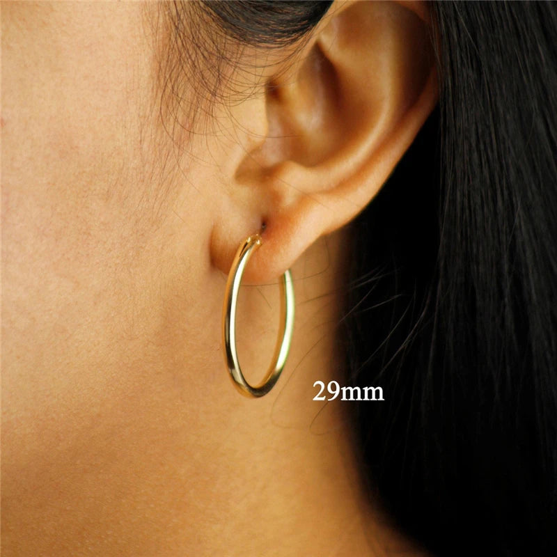 14K Gold Filled Hoop Earrings – 6 Sizes Boho Women Jewelry.