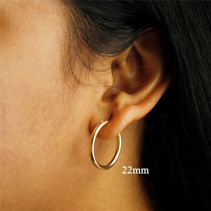 14K Gold Filled Hoop Earrings – 6 Sizes Boho Women Jewelry.