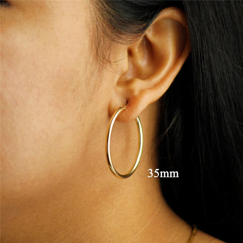 14K Gold Filled Hoop Earrings – 6 Sizes Boho Women Jewelry.