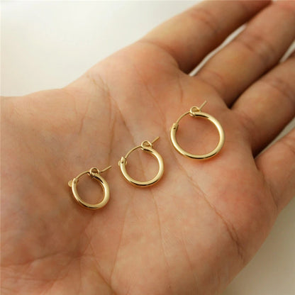 14K Gold Filled Hoop Earrings – 6 Sizes Boho Women Jewelry.