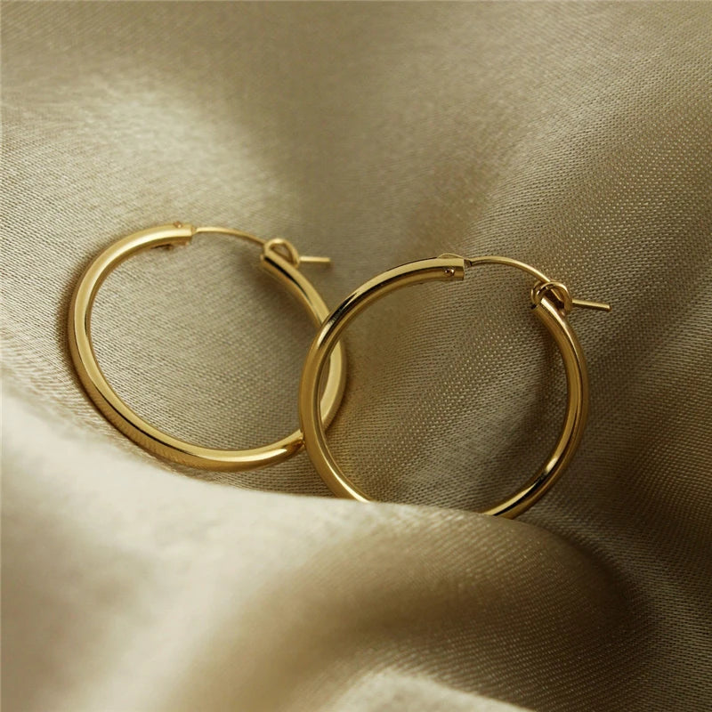 14K Gold Filled Hoop Earrings – 6 Sizes Boho Women Jewelry.