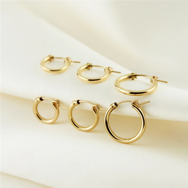 14K Gold Filled Hoop Earrings – 6 Sizes Boho Women Jewelry.