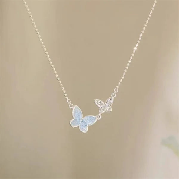 Silver butterfly set for women with crystals.