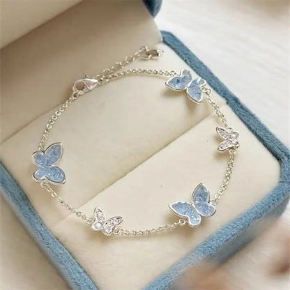 Silver butterfly set for women with crystals.