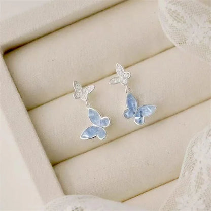 Silver butterfly set for women with crystals.