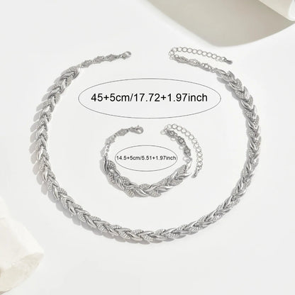 Women's set with necklace and rhinestone bracelet.