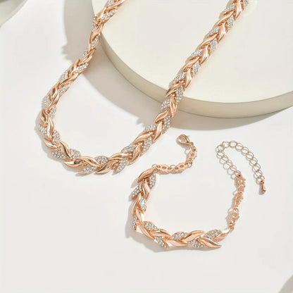 Women's set with necklace and rhinestone bracelet.