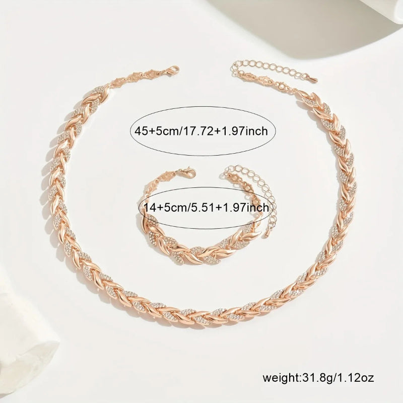 Women's set with necklace and rhinestone bracelet.