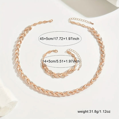 Women's set with necklace and rhinestone bracelet.